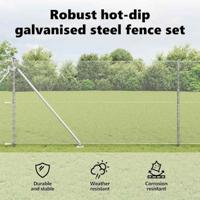 VidaXL Afrasteringspaal zilver 10 x 1,2 m (13 mm gaas) staal - thumbnail