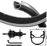 Kgs voorwiel 28 inch (622) velg zwart spaken zwart rollerbrake vaste as - thumbnail