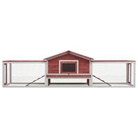 Konijnenhok 303x60x86 cm massief grenen- en vurenhout rood - thumbnail