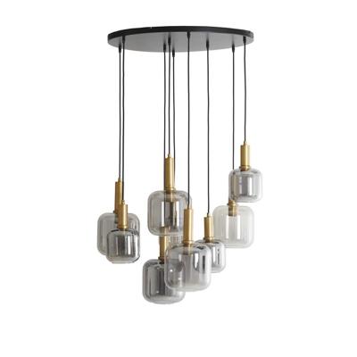 Light & Living Vide hanglampLekar 9x E27 - messing met smoke glas - 2949184