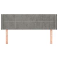 Hoofdbord met randen 147x16x78/88 cm fluweel lichtgrijs - thumbnail