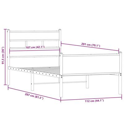 Bedframe zonder matras hout gerookt eikenkleurig 107x200 cm - thumbnail