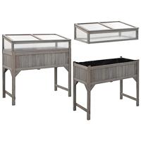 Plantenbak verhoogd met kas 110x54x120 cm massief vurenhout - thumbnail