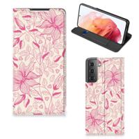 Samsung Galaxy S21 Smart Cover Pink Flowers - thumbnail