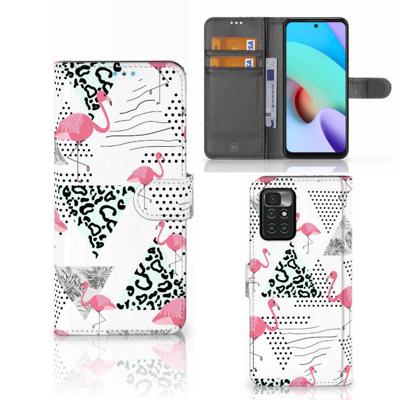 Xiaomi Redmi 10 | Telefoonhoesje | Met pasjeshouder | Flamingo Triangle