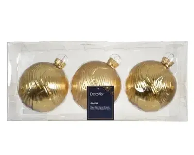 Kerstbal glas d8cm goud 3st