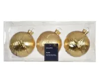Kerstbal glas d8cm goud 3st - thumbnail