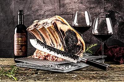 Slagersmes - GESMEED - SEBRA - Japans 440C staal - Dalbergia houten handvat - L 25,5 cm