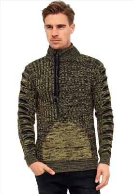 RustyNeal - Heren Hoodie Trui - Geel - SALE - Gebreid RustyNeal - Heren Hoodie Trui - Geel - SALE - Gebreid