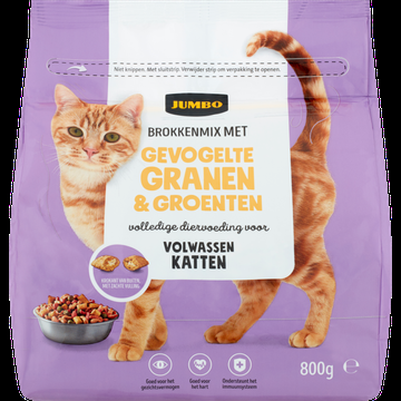 Jumbo Brokkenmix met Gevogelte Granen & Groenten Katten Volwassen 800g Jumbo Brokkenmix met Gevogelte Granen & Groenten Katten Volwassen 800g