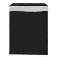 VidaXL Wasmand met deksel 46x33x60 cm poly rattan zwart - thumbnail