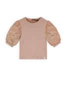 NoBell Zomer top meisjes Licht goud - rib - groot chiffon - korte mouw - Kylia - thumbnail