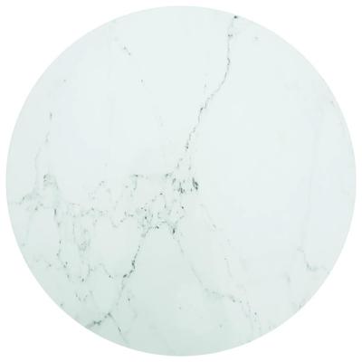 VidaXL Tafelblad ø90x1 cm gehard glas met marmeren design wit