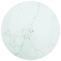 VidaXL Tafelblad ø90x1 cm gehard glas met marmeren design wit - thumbnail