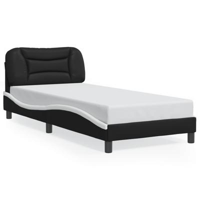 Bedframe zonder matras "Hvar" kunstleer zwart en wit 90x190 cm