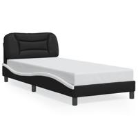 Bedframe zonder matras "Hvar" kunstleer zwart en wit 90x190 cm - thumbnail