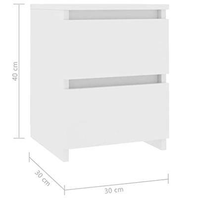 Nachtkastjes 2 st 30x30x40 cm bewerkt hout wit Nachtkastjes 2 st 30x30x40 cm bewerkt hout wit