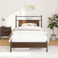 Bedframe zonder matras 107x203 cm spaanplaat bruin eikenkleurig - thumbnail