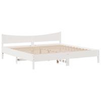 Bedframe met hoofdbord massief grenenhout wit 200x200 cm - thumbnail