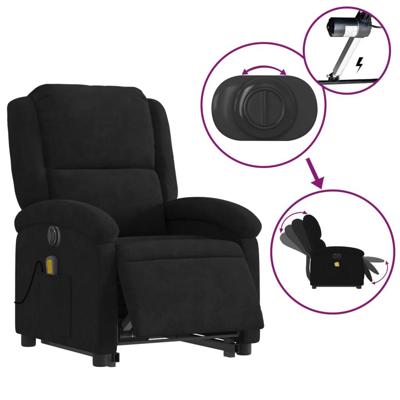 Sta-op-massagestoel elektrisch verstelbaar fluweel zwart - thumbnail