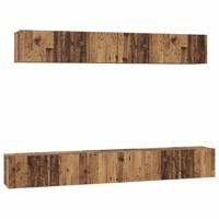 TV-kast set met plank Wandgemonteerd met opslag met de deur 5 pcs Oud hout Medium Bewerkt hout - thumbnail