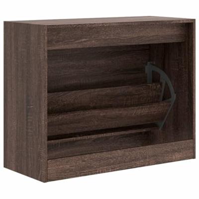 Schoenenkast 80x34x63 cm bewerkt hout bruineikenkleurig Schoenenkast 80x34x63 cm bewerkt hout bruineikenkleurig