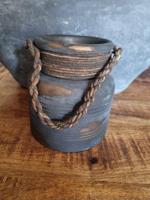 Vaas "Ralf" w/leathercord S bruin glas 14x14x15,5cm - thumbnail