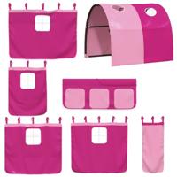 Stapelbed met gordijnen 90x200 cm grenenhout roze - thumbnail