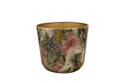 TS Collection bloempot monstera kunststof, metaal 18x16cm mystery