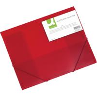 Q-CONNECT elastomap, A4, 3 kleppen en elastieken, transparant PP, rood - thumbnail