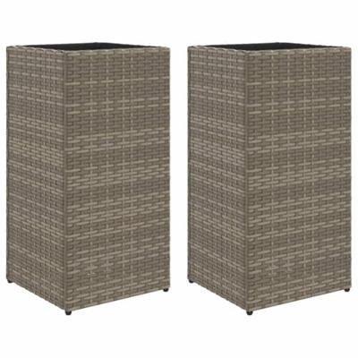 VidaXL Plantenbakken 2 st 30x30x60 cm poly rattan grijs