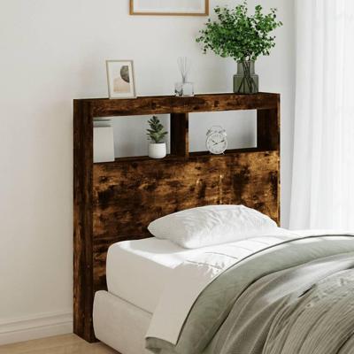 Hoofdbordkast met LED-verlichting 100x17x102 cm gerookt eiken Hoofdbordkast met LED-verlichting 100x17x102 cm gerookt eiken