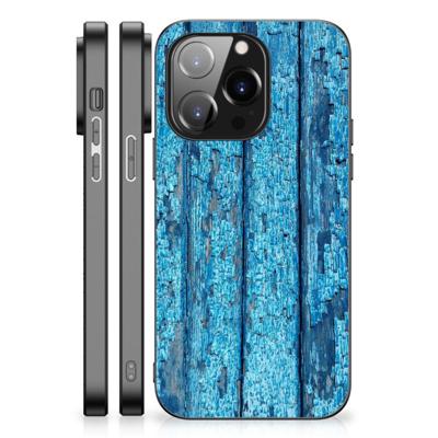 iPhone 14 Pro Houten Print Telefoonhoesje Wood Blue