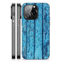 iPhone 14 Pro Houten Print Telefoonhoesje Wood Blue - thumbnail