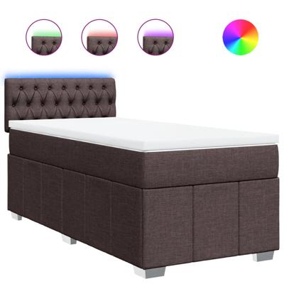 Boxspring met matras stof donkerbruin 140x200 cm - thumbnail