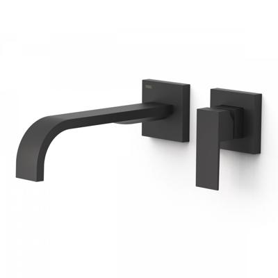 Wastafelmengkraan Inbouw Tres Cuadro Exclusive 2 Delen Lange Gebogen Uitloop en Korte Hendel Mat Zwart Tres Wastafelmengkraan Inbouw Tres Cuadro Exclusive 2 Delen Lange Gebogen Uitloop en Korte Hendel Mat Zwart Tres