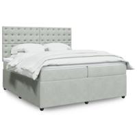 Boxspring met matras fluweel lichtgrijs 200x200 cm - thumbnail