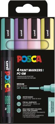 Uni POSCA paintmarker PC-5M, 1,8 - 2,5 mm, etui van 4 stuks in zachte kleuren Uni POSCA paintmarker PC-5M, 1,8 - 2,5 mm, etui van 4 stuks in zachte kleuren