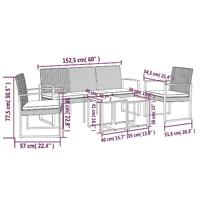 5-delige Tuinset met kussens polypropeen rattan bruin - thumbnail