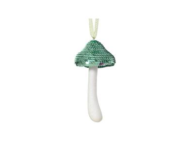 Kersthanger paddenstoel foam groen / wit 15 cm