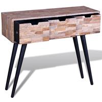 Wandtafel met 3 lades gerecycled teakhout - thumbnail