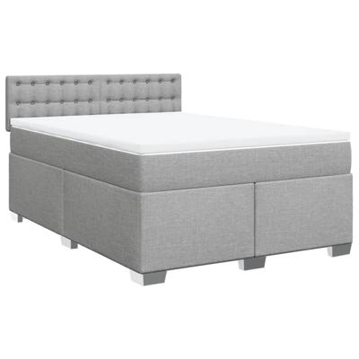 Boxspring met matras stof lichtgrijs 140x200 cm - thumbnail