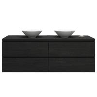 Badkamermeubelset Gliss Zeus 200 cm Zwart Eiken Met Waskom - thumbnail
