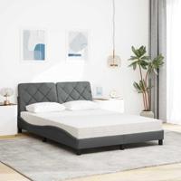 Bed met matras stof donkergrijs 140x190 cm - thumbnail
