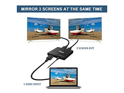 Equip 332715 ultra slim 2-port hdmi splitter, 3840 x 2160p, 4k ultra hd, power-by-usb, black