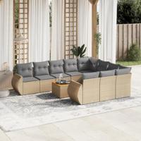 11-delige Tuinset met kussens poly rattan beige - thumbnail
