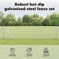 VidaXL Afrasteringspaal zilver 10 x 0,4 m (13 mm gaas) staal - thumbnail