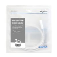 LogiLink CV0123 DisplayPort kabel 2 m Mini DisplayPort HDMI Wit - thumbnail
