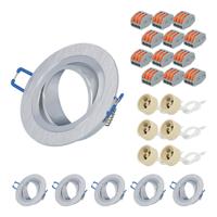 Set van 6 Kobi LED Inbouwspots - Kantelbaar - Diameter 90mm - Rond - GU10 Fitting inbouwarmatuur - IP20 voor binnen - Geborsteld RVS - thumbnail