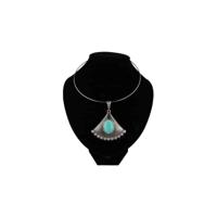 Edelstenen Hanger Metalen Spang met Turkoois Waaier - thumbnail